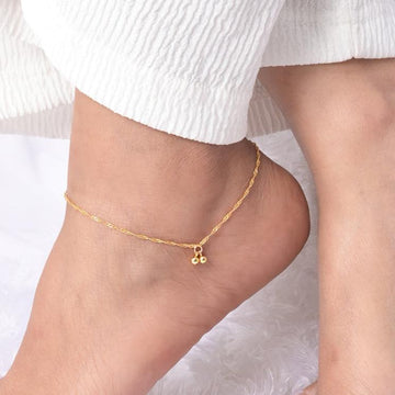 Swirl Chain Ball Charm Anklet in 92.5 Sterling Silver