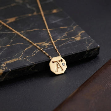 Octa Initial Necklace in 92.5 Sterling Silver