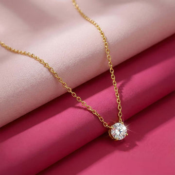 Classic Solitaire Necklace in 92.5 Sterling Silver
