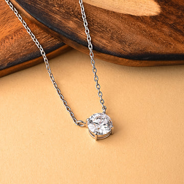 Solitaire Diamond Pendant in 92.5 Sterling Silver