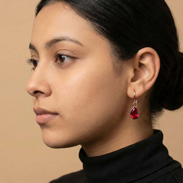 Crimson Pear Drop Hook in 92.5 Sterling Silver