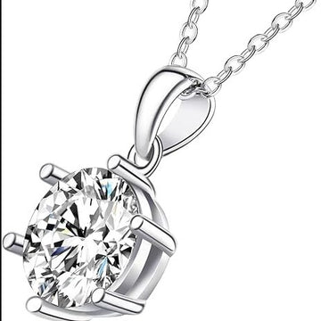 Diamond Solitaire Necklace in Sterling Silver