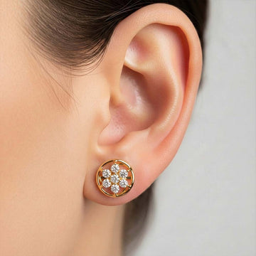 Floral Cluster Zircon Stud Earrings in 92.5 Sterling Silver