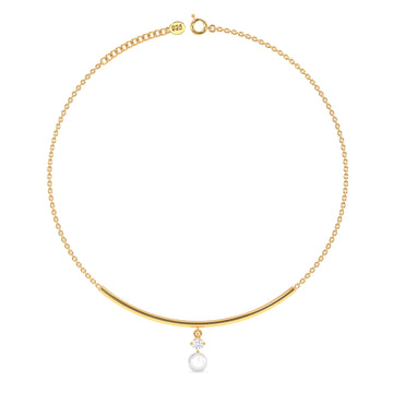 Pearl Drop Diamond Anklet in 92.5 Sterling Silver