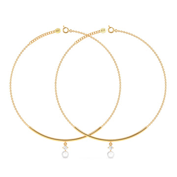 Pearl Drop Diamond Anklet in 92.5 Sterling Silver
