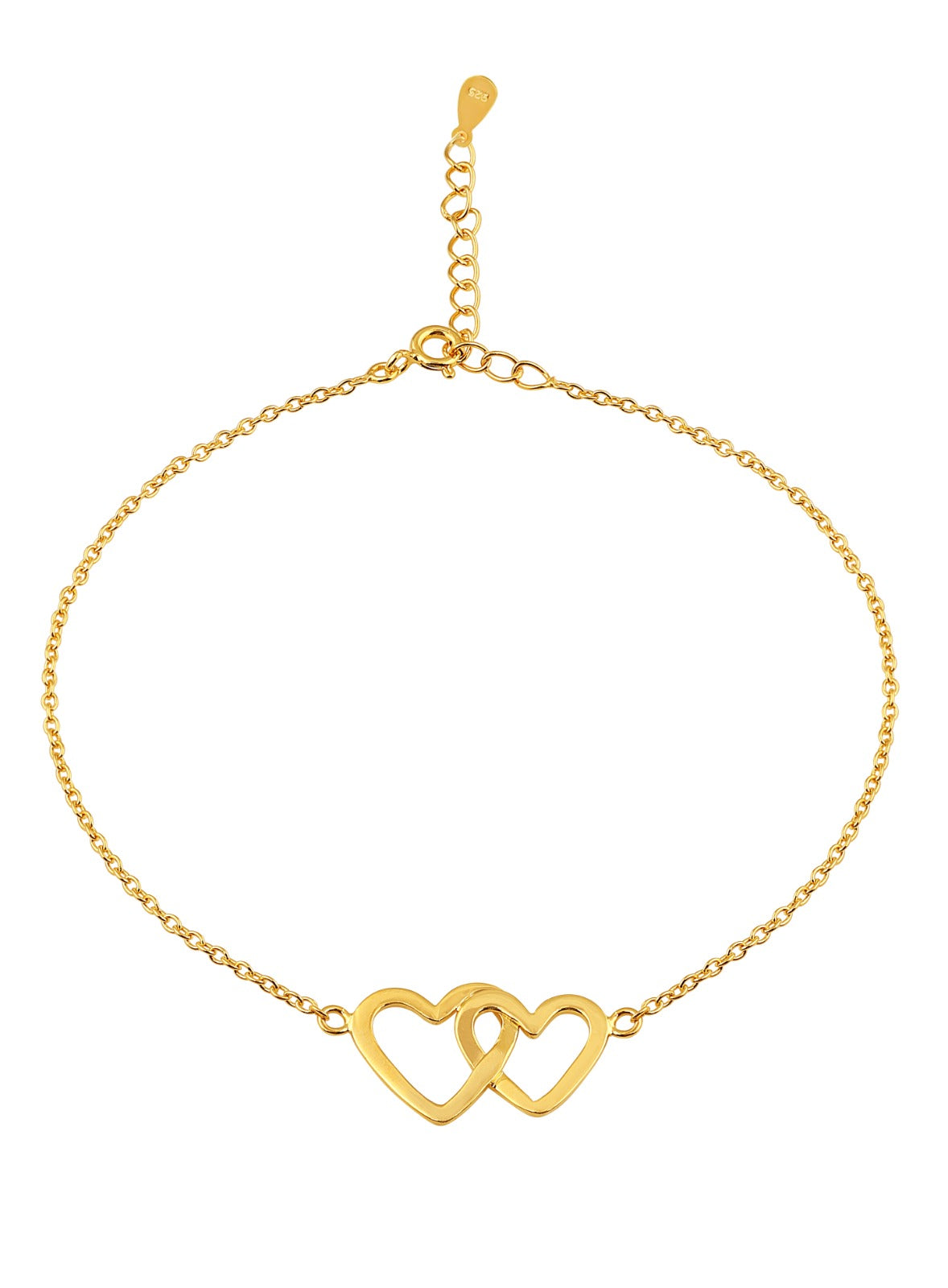 Entangled Heart Anklet Gold in 92.5 Sterling Silver