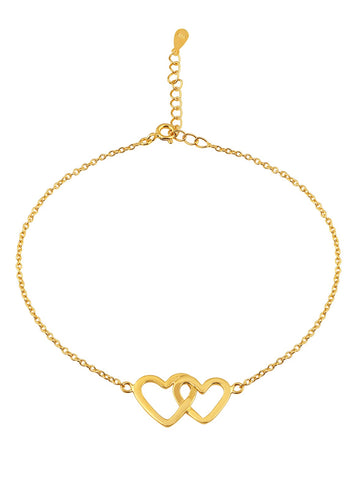 Entangled Heart Anklet Gold in 92.5 Sterling Silver