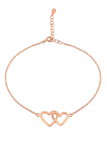 Entangled Heart Anklet Gold in 92.5 Sterling Silver
