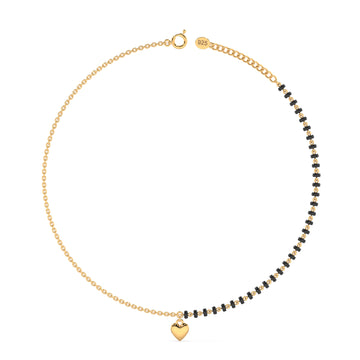 Heart & Bead Charm Anklet in 92.5 Sterling Silver