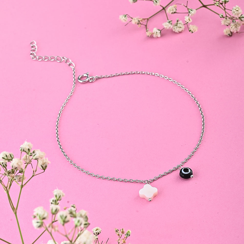 Noor Evil Eye Anklet in 92.5 Sterling Silver