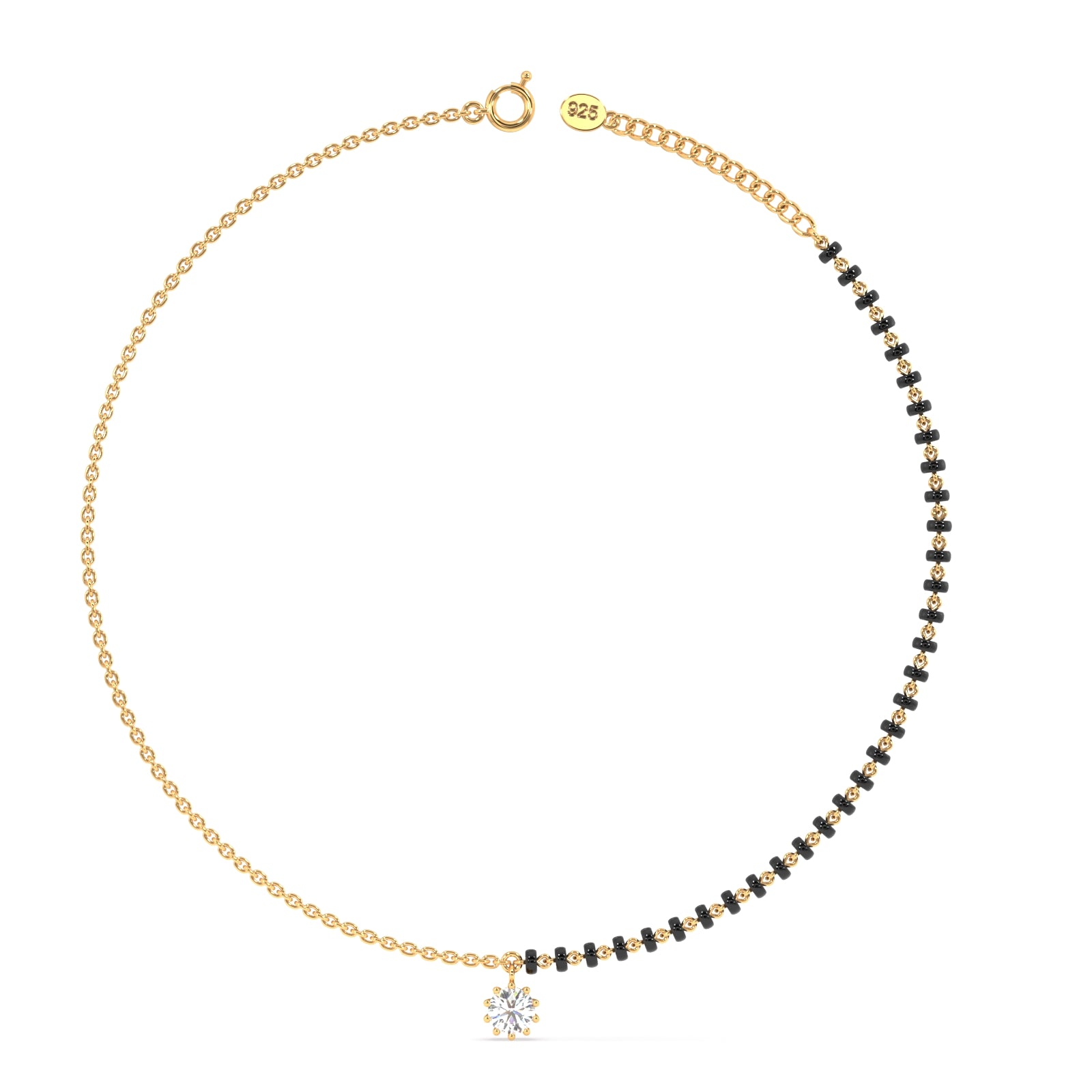 Eclipse Solitaire Anklet in 92.5 Sterling Silver