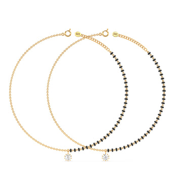 Eclipse Solitaire Anklet in 92.5 Sterling