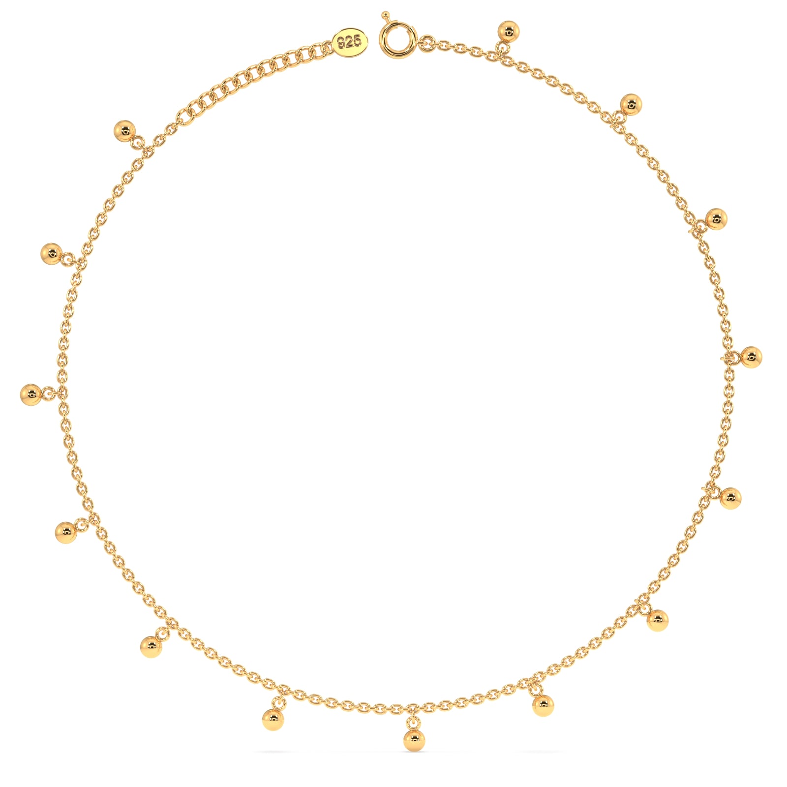 Golden Drop Anklet in 92.5 Sterling Silver