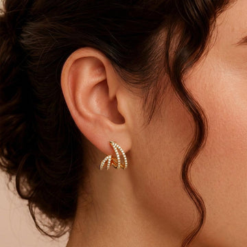 Layered Pave Cluster Stud in 92.5 Sterling Silver