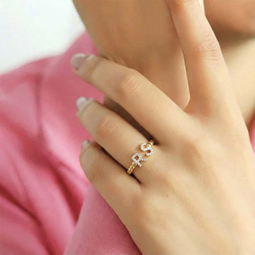 Gold Bead Initial RIng