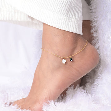 Noor Evil Eye Anklet in 92.5 Sterling Silver