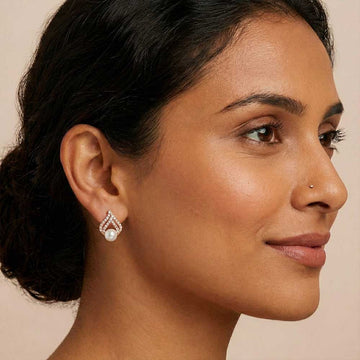 Pearl Flare Studs in 92.5 Sterling Silver