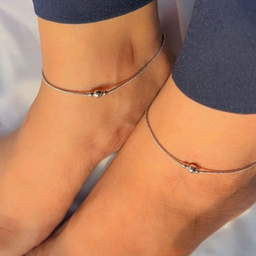 Balance Bead Charm Anklet in Sterling Silver