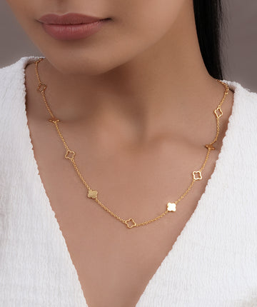 Golden Clover Path Necklace in 92.5 Sterling Silver
