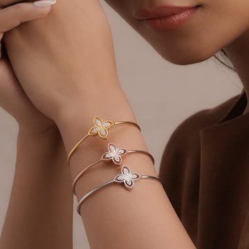 Flora Cuff Clover Bracelet in 92.5 Sterling Silver