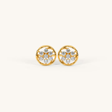 Floral Cluster Zircon Stud Earrings in 92.5 Sterling Silver