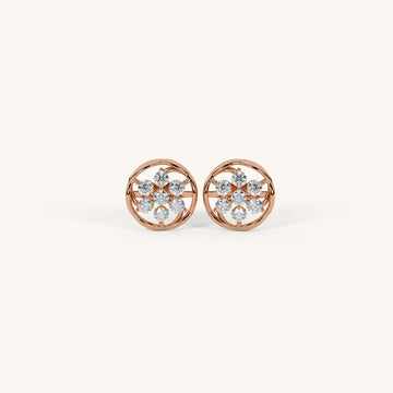 Floral Cluster Zircon Stud Earrings in 92.5 Sterling Silver