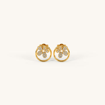 Butterfly Circle Zircon Stud Earrings in 92.5 Sterling Silver