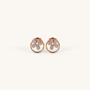 Butterfly Circle Zircon Stud Earrings in 92.5 Sterling Silver