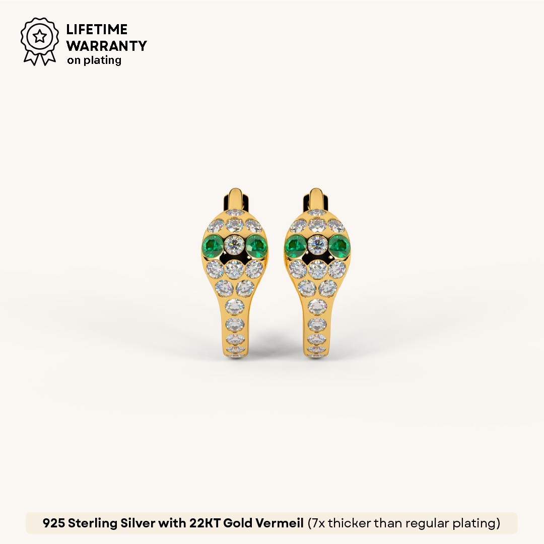 Serpent Huggie Hoop Earrings in 92.5 Sterling Silver