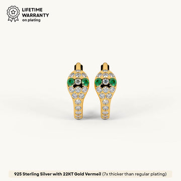 Serpent Huggie Hoop Earrings in 92.5 Sterling Silver