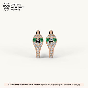 Serpent Huggie Hoop Earrings in 92.5 Sterling Silver