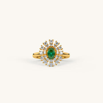Emerald Bloom Statement Ring in 92.5 Sterling Silver