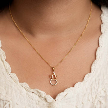 Ganpati Lotus Charm Necklace in 92.5 Sterling Silver