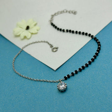 Eclipse Solitaire Anklet in 92.5 Sterling Silver