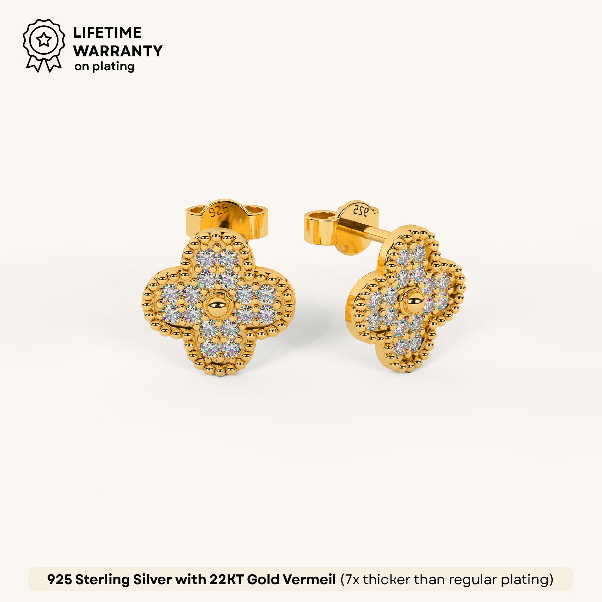 Petal Glow Clover Studs in 92.5 Sterling Silver