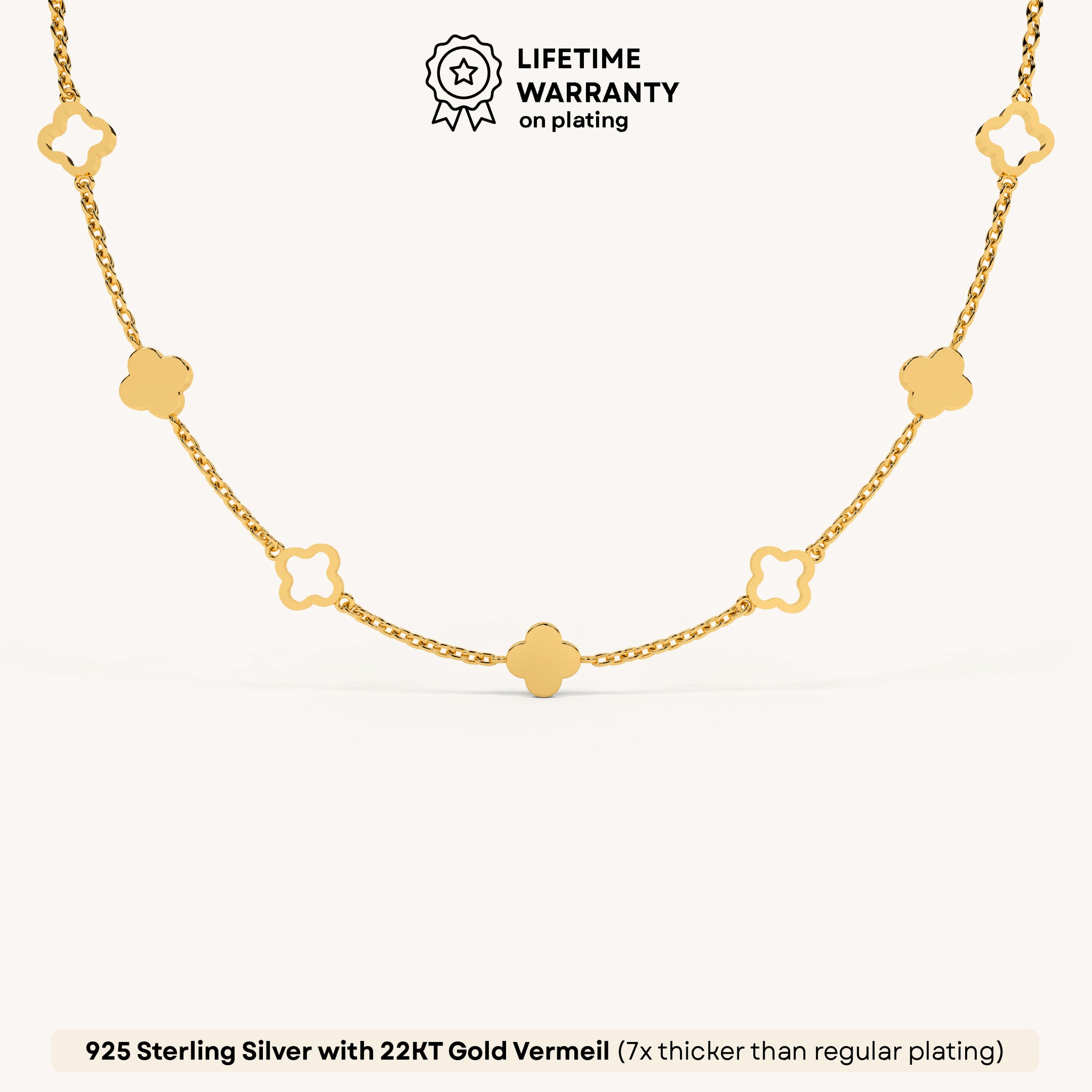 Golden Clover Path Necklace in 92.5 Sterling Silver