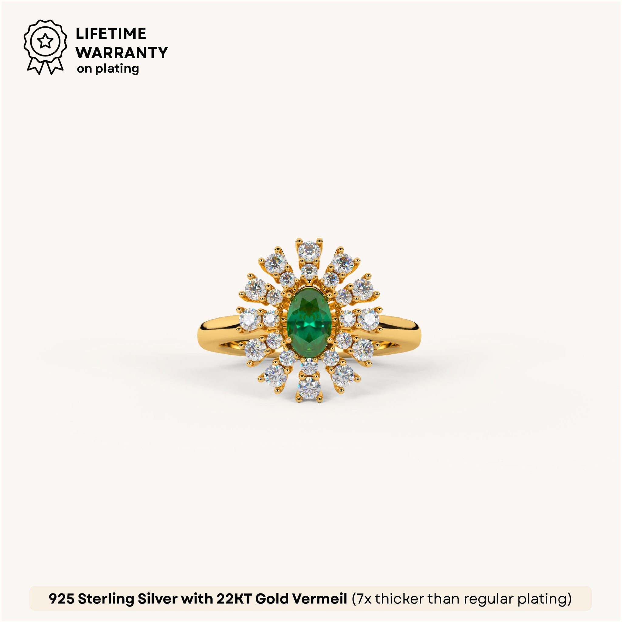 Emerald Bloom Statement Ring in 92.5 Sterling Silver