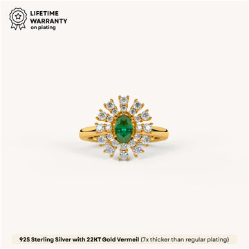 Emerald Bloom Statement Ring in 92.5 Sterling Silver