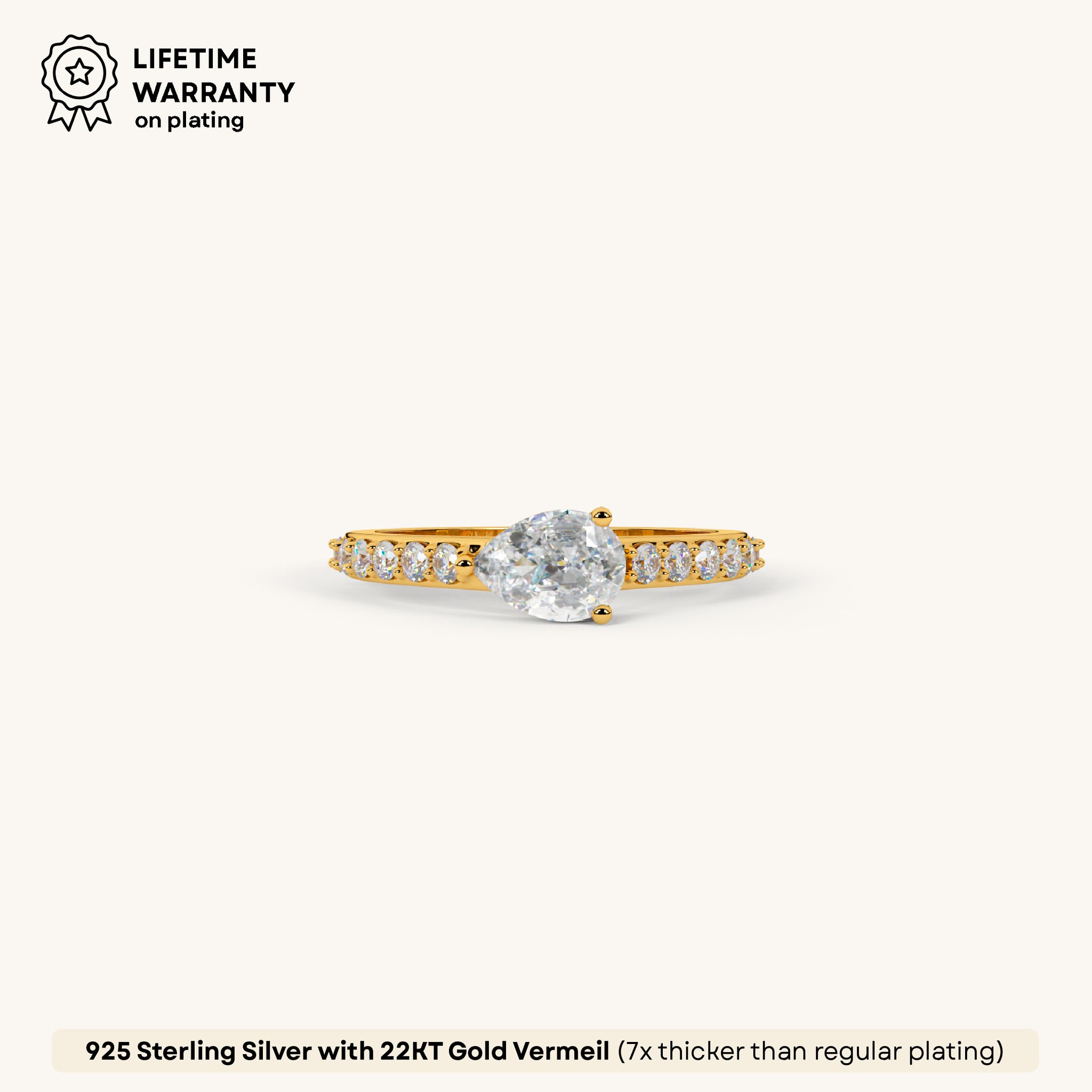 Pear Pavé Ring in 92.5 Sterling Silver