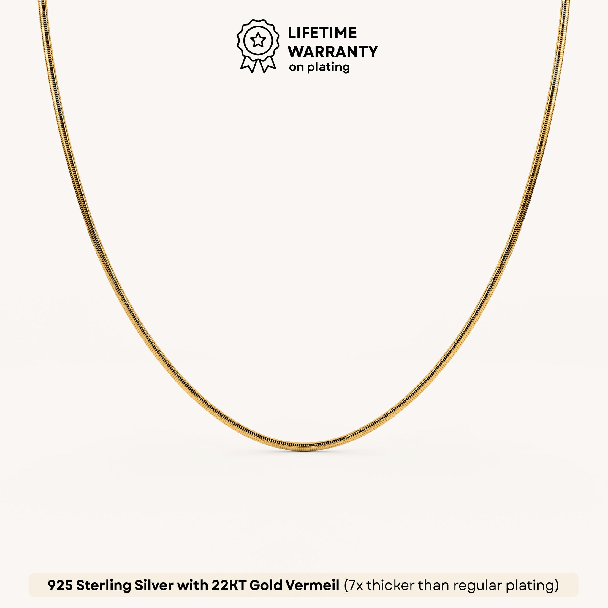Gold Gleam Snake Chain in 92.5 Sterling Silver