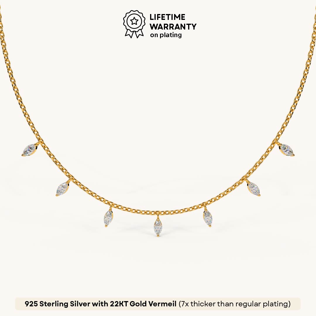 Ice Leaf Drop Necklace in 92.5 Sterling Silver