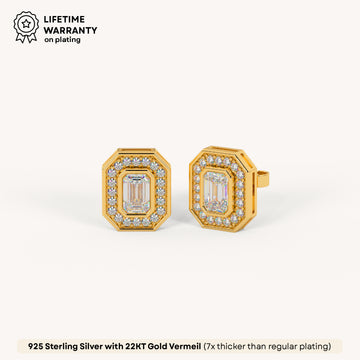 Luxe Radiance Emerald Studs in 92.5 Sterling Silver