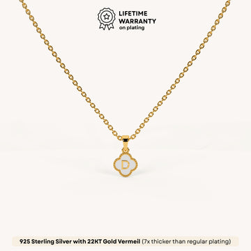 Luck Clover Initial Necklace in 92.5 Sterling Silver