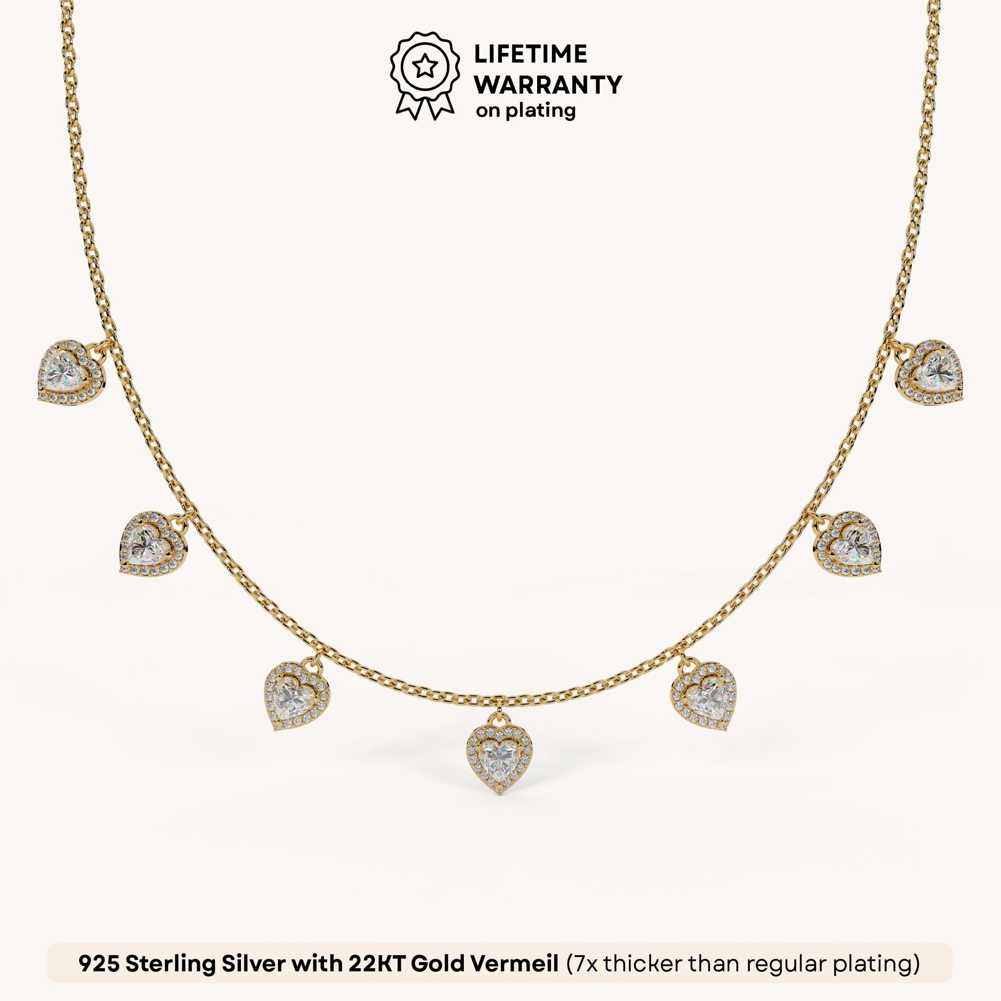 Heartlet Drops Necklace in 92.5 Sterling Silver