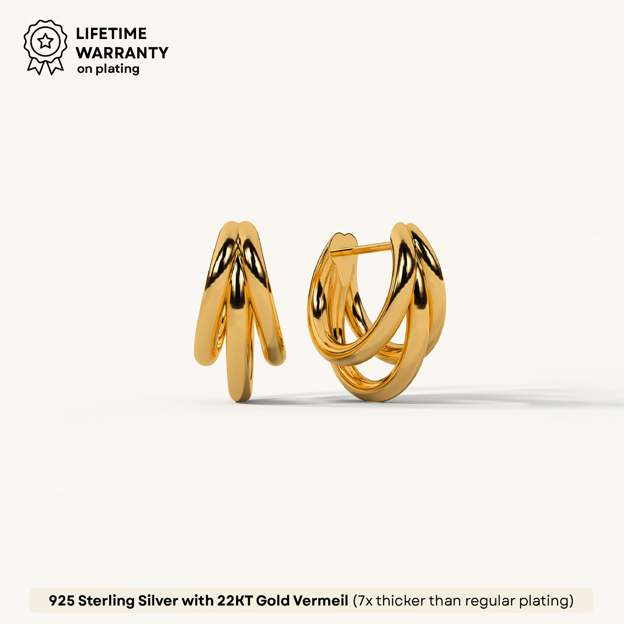 Tri loop Gleam Hoops in 92.5 Sterling Silver