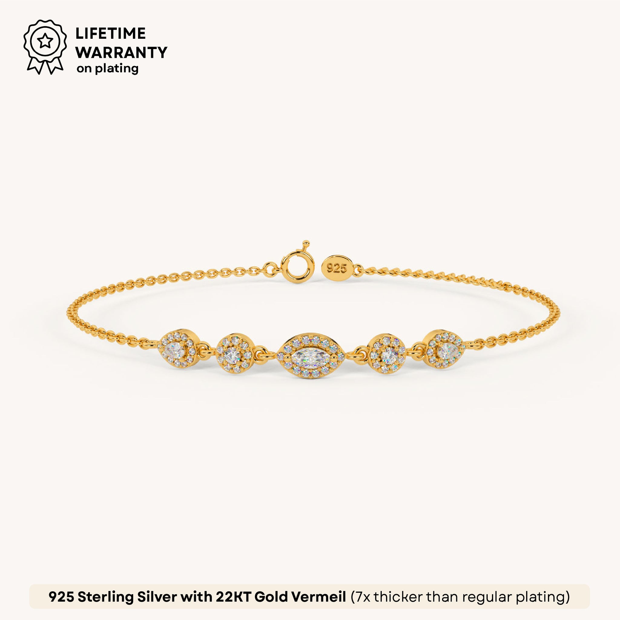 Royal Trinity Diamond Bracelet in 92.5 Sterling Silver