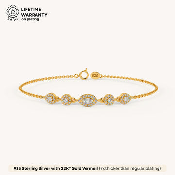 Royal Trinity Diamond Bracelet in 92.5 Sterling Silver