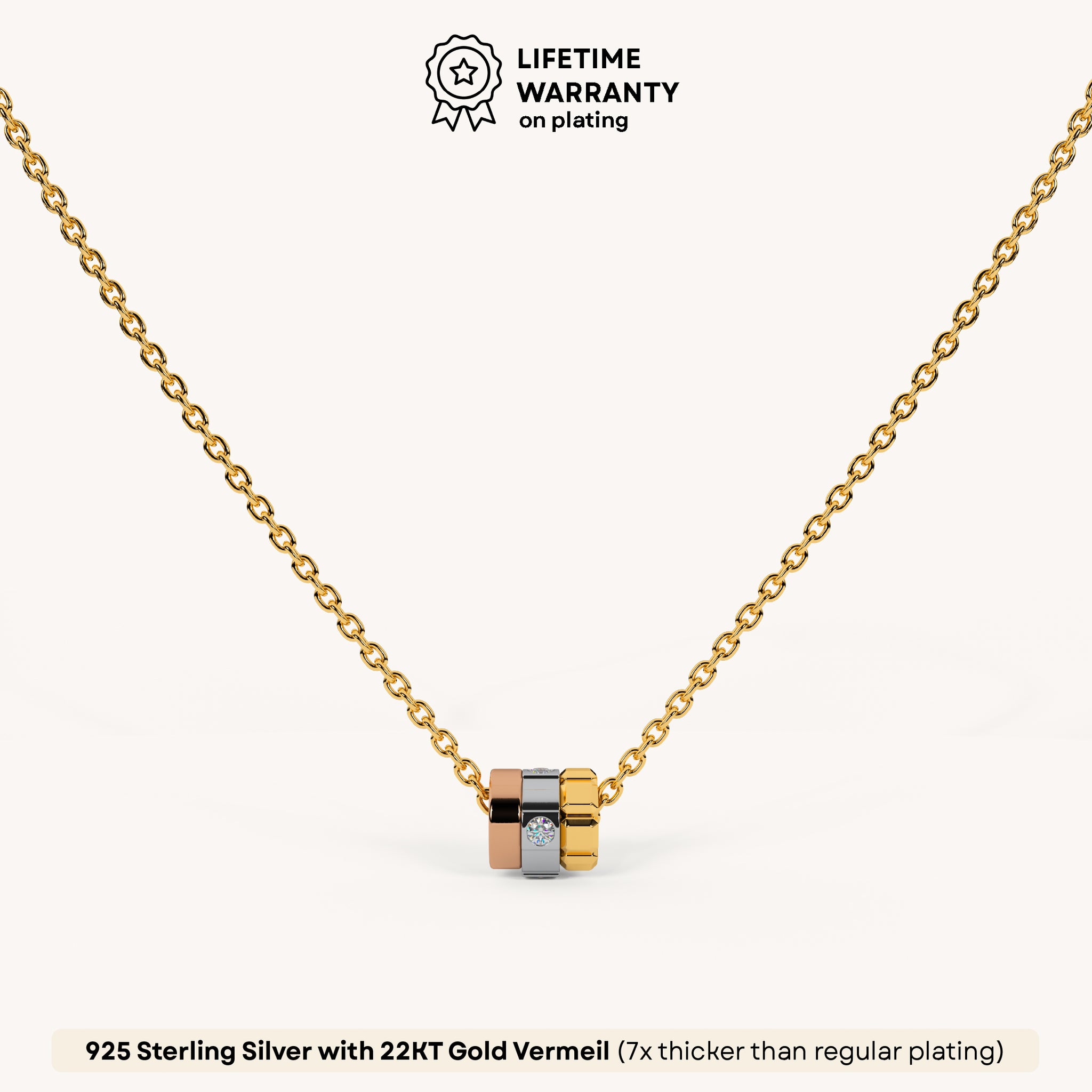 Trio Charm Necklace in 92.5 Sterling Silver