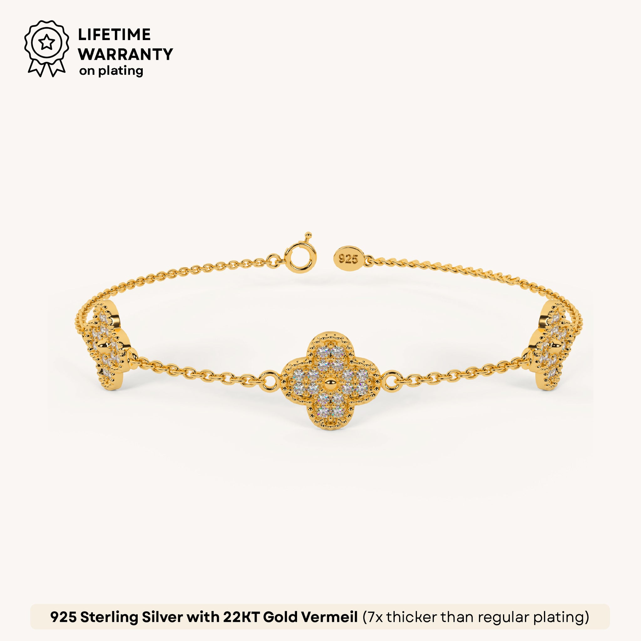 Shiny Clover Bracelet in 92.5 Sterling Silver