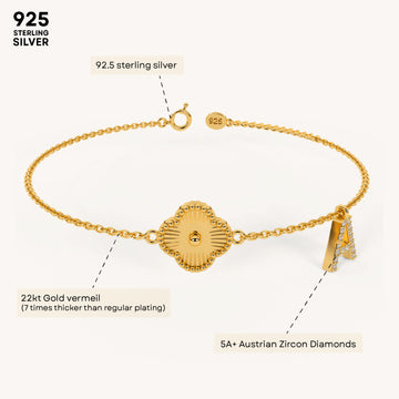 Hope Initial Clover Bracelet in 92.5 Sterling Silver